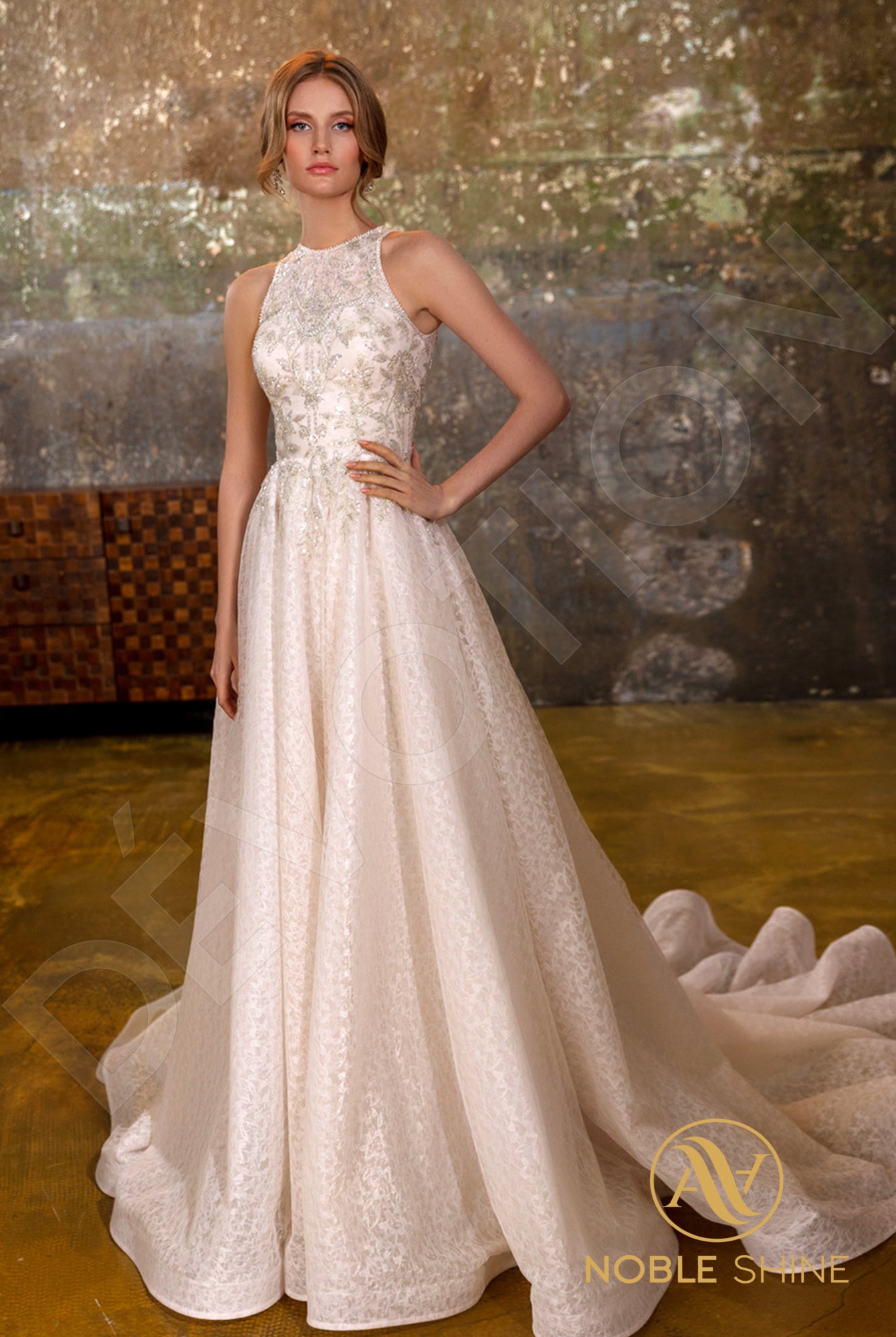 Ormonda Full back A-line Sleeveless Wedding Dress Front