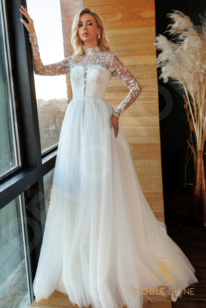 Orleyt Full back A-line Long sleeve Wedding Dress Front