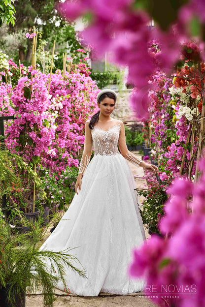 Alisha Illusion back A-line Long sleeve Wedding Dress 7