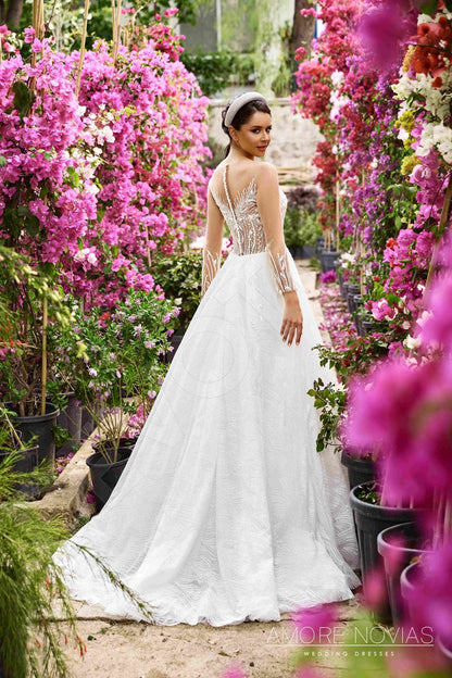 Alisha Illusion back A-line Long sleeve Wedding Dress 5