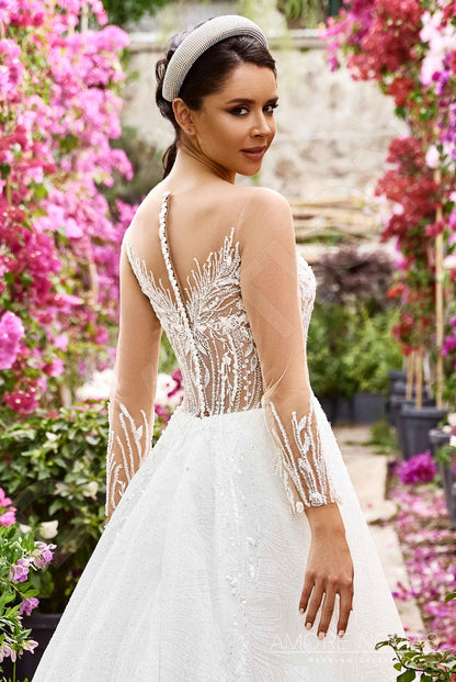 Alisha Illusion back A-line Long sleeve Wedding Dress 3