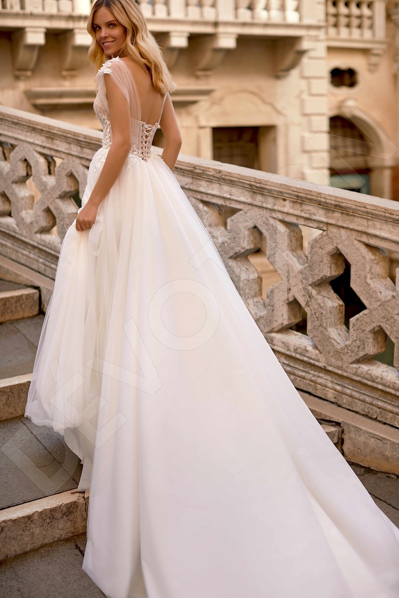 Aysha A-line V-neck Ivory Wedding dress Back