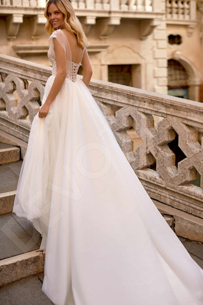 Aysha A-line V-neck Ivory Wedding dress Back