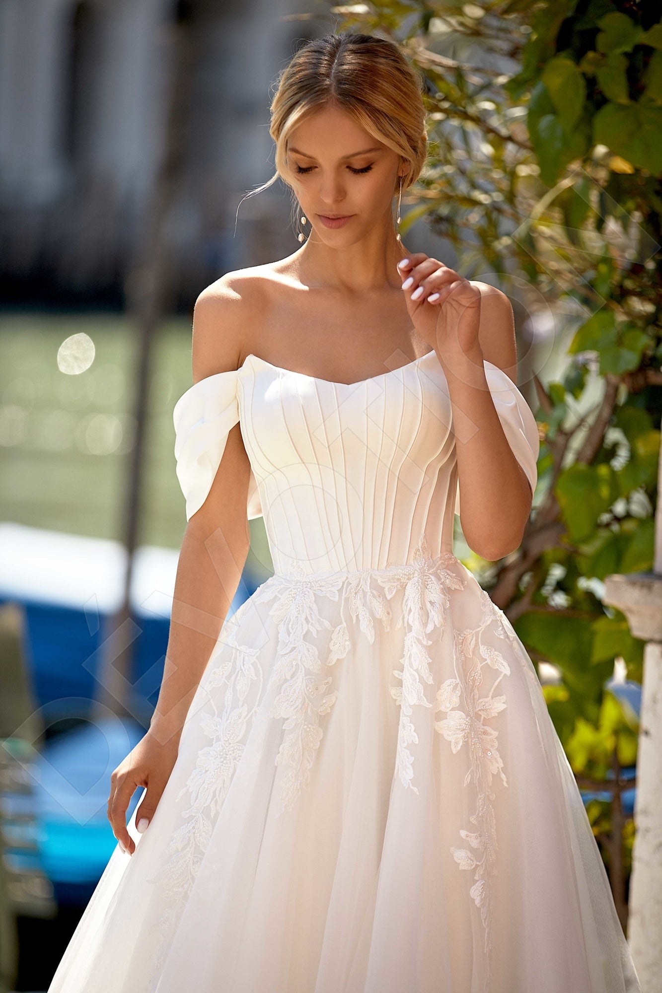 Alany A-line Off-shoulder/Drop shoulders Ivory Wedding dress 2
