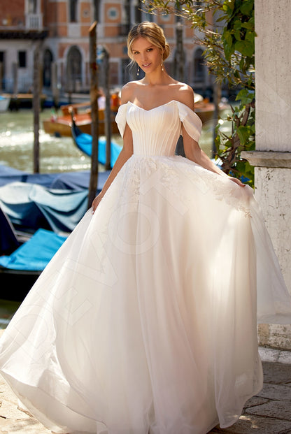 Alany A-line Off-shoulder/Drop shoulders Ivory Wedding dress Front