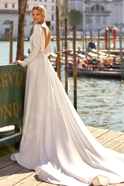Ambara A-line Deep V-neck Ivory Wedding dress Back