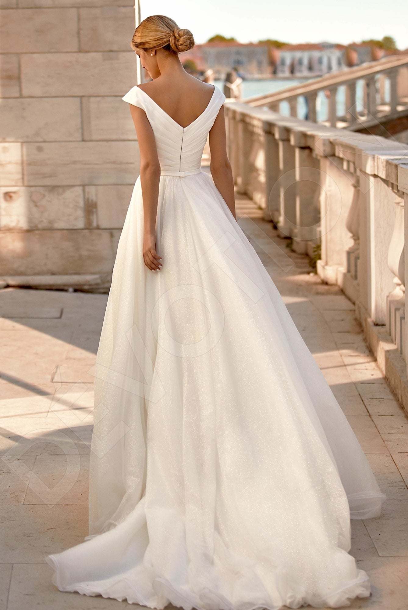 Aspina A-line V-neck Ivory Wedding dress Back