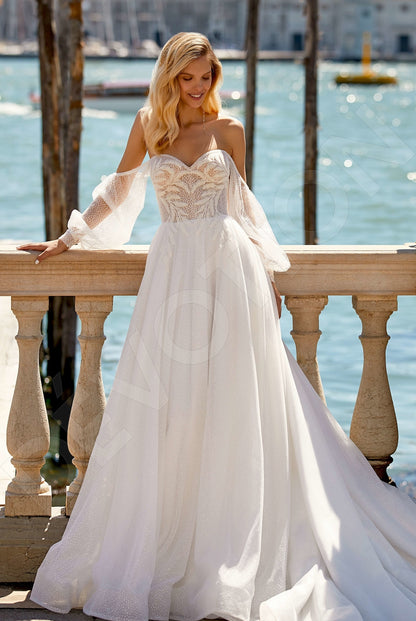 Bluma A-line Off-shoulder/Drop shoulders Ivory Wedding dress Front