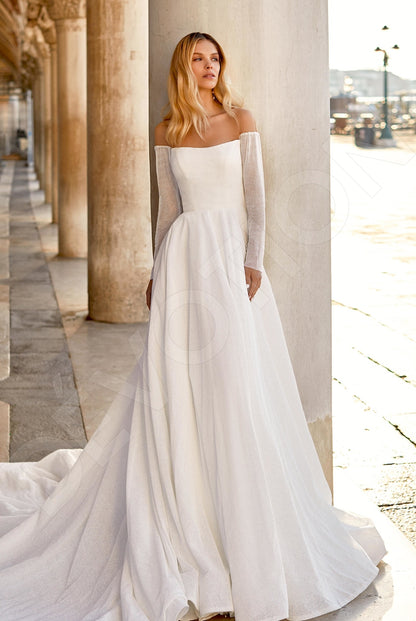 Cara A-line Illusion Ivory Wedding dress Front