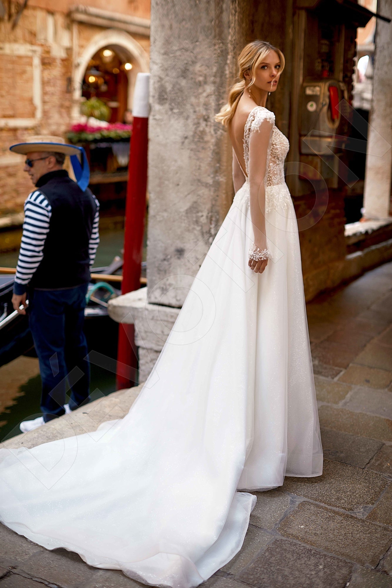 Marya A-line Jewel Ivory Wedding dress Back