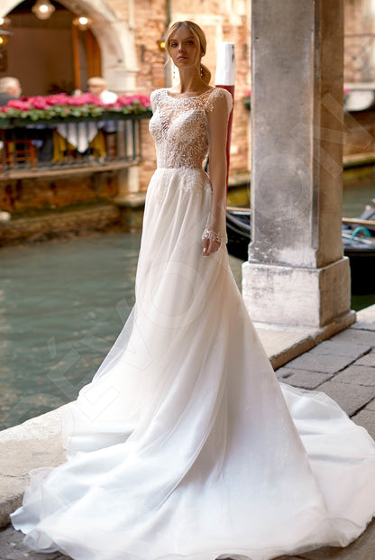 Marya A-line Jewel Ivory Wedding dress Front