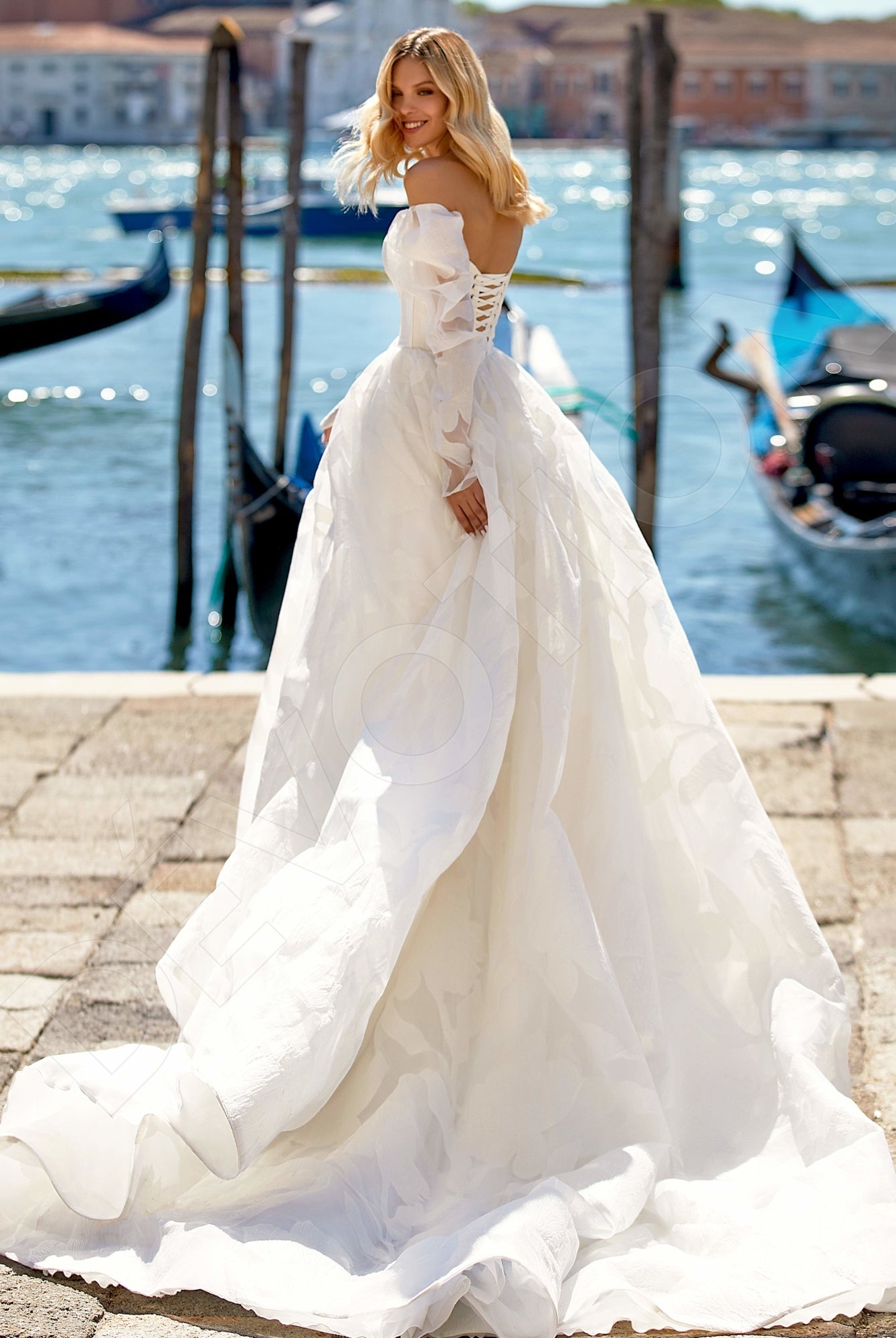 Nadilla Princess/Ball Gown Off-shoulder/Drop shoulders Ivory Wedding dress Back