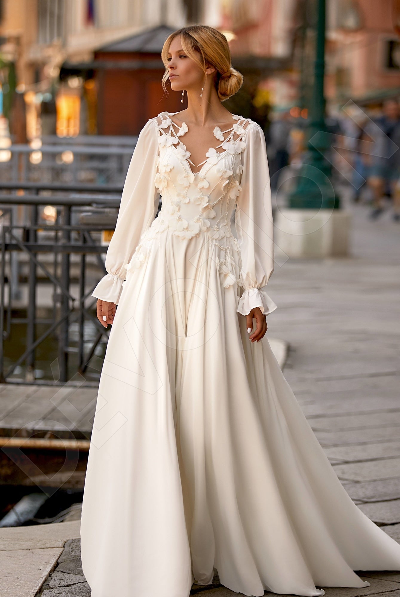 Paulie A-line Illusion Ivory Wedding dress Front
