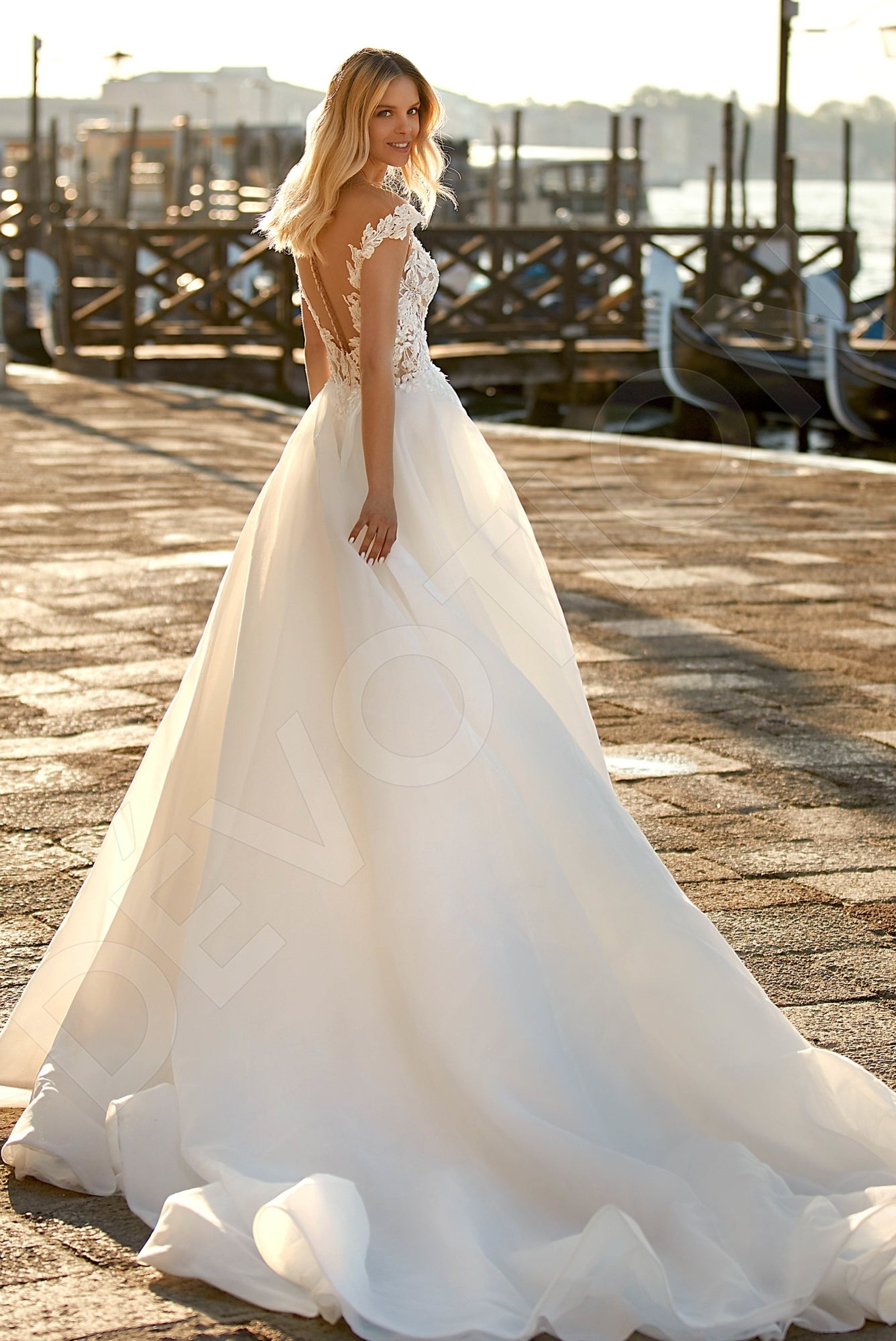 Sarina A-line Illusion Ivory Wedding dress Back