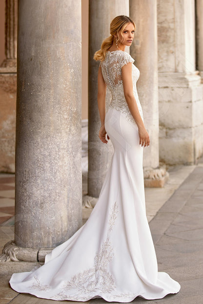 Scarla Trumpet/Mermaid Jewel Ivory Platinum Wedding dress Back