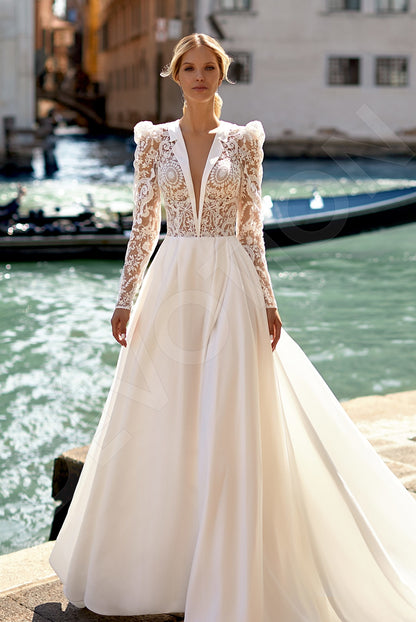 Seya A-line Deep V-neck Ivory Wedding dress Front