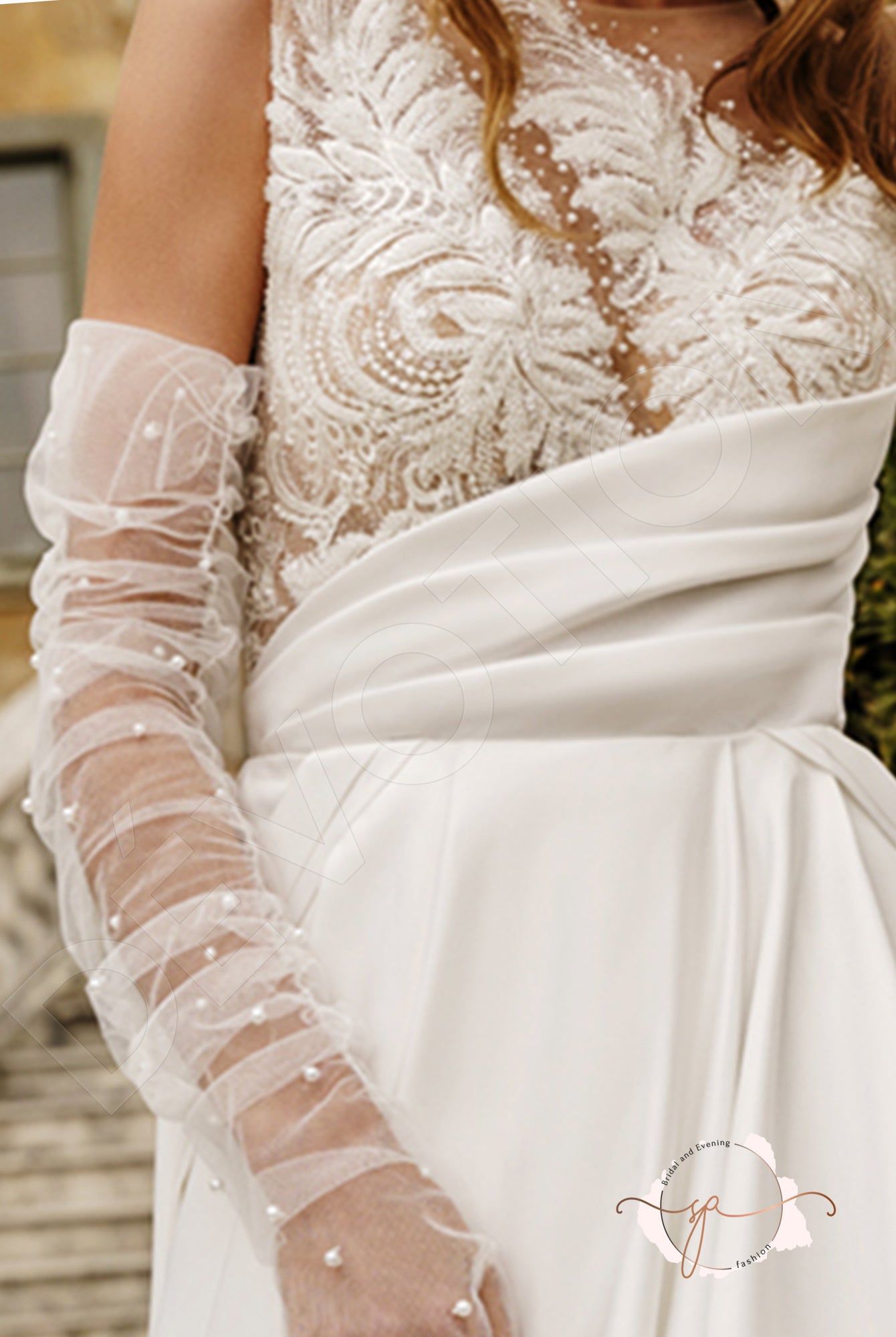 Ayne A-line Jewel Milk Wedding dress