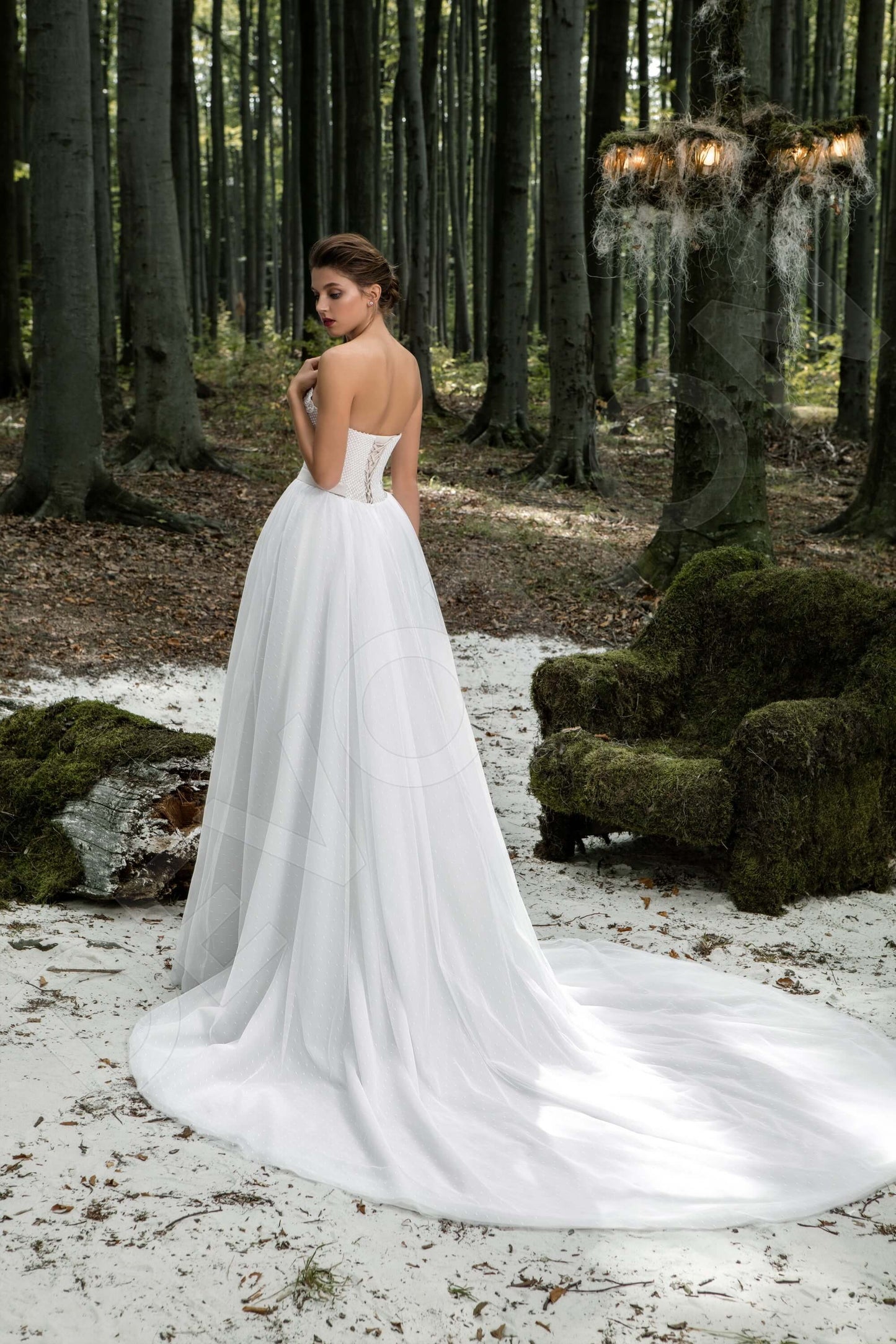 Odilla Open back A-line Strapless Wedding Dress Back