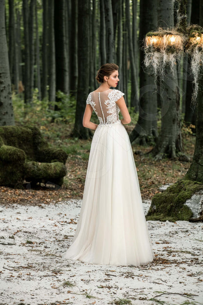 Mezura Illusion back A-line Short/ Cap sleeve Wedding Dress Back