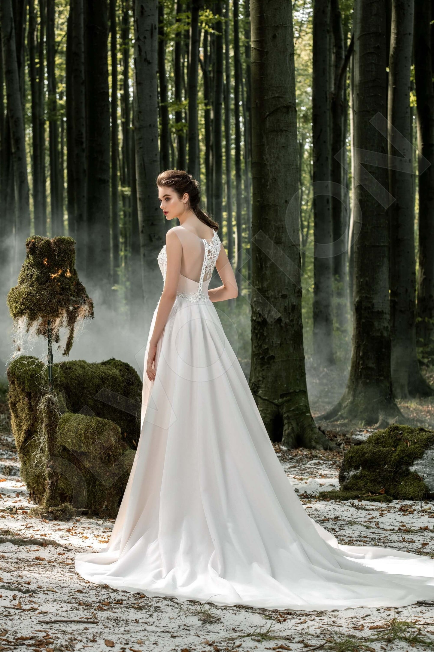 Sybil Illusion back A-line Sleeveless Wedding Dress Back