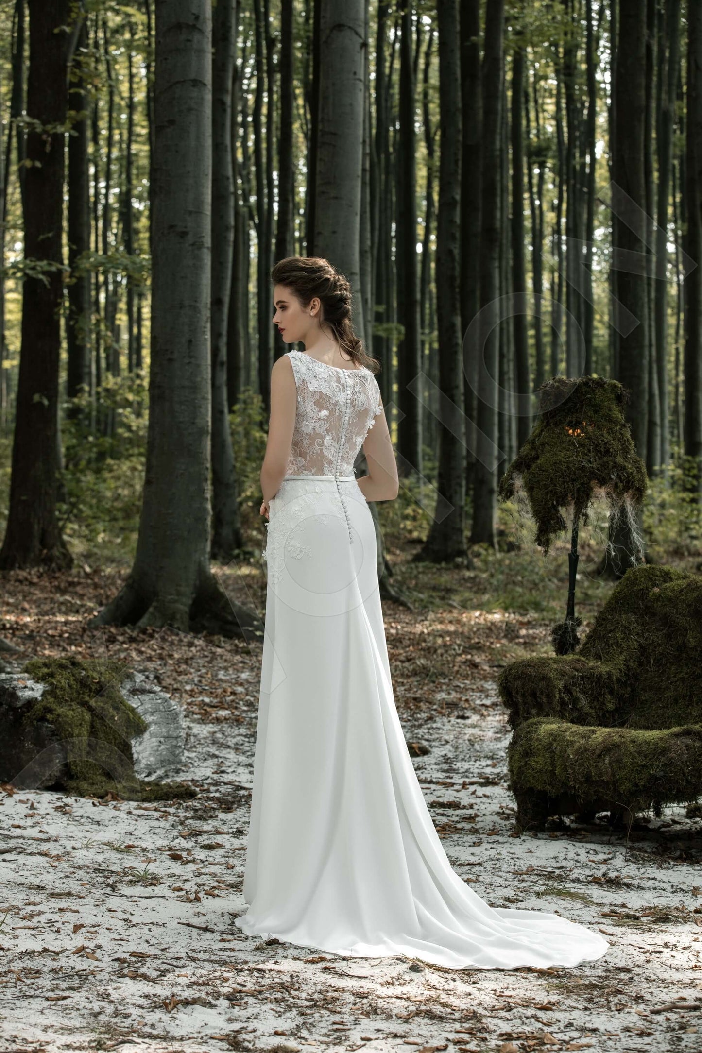 Jessa Illusion back Sheath/Column Sleeveless Wedding Dress Back