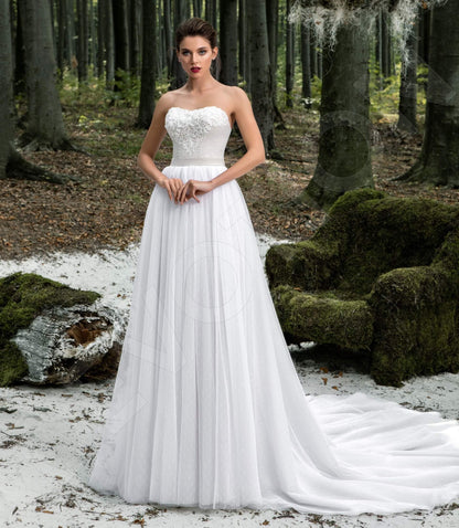 Odilla Open back A-line Strapless Wedding Dress Front
