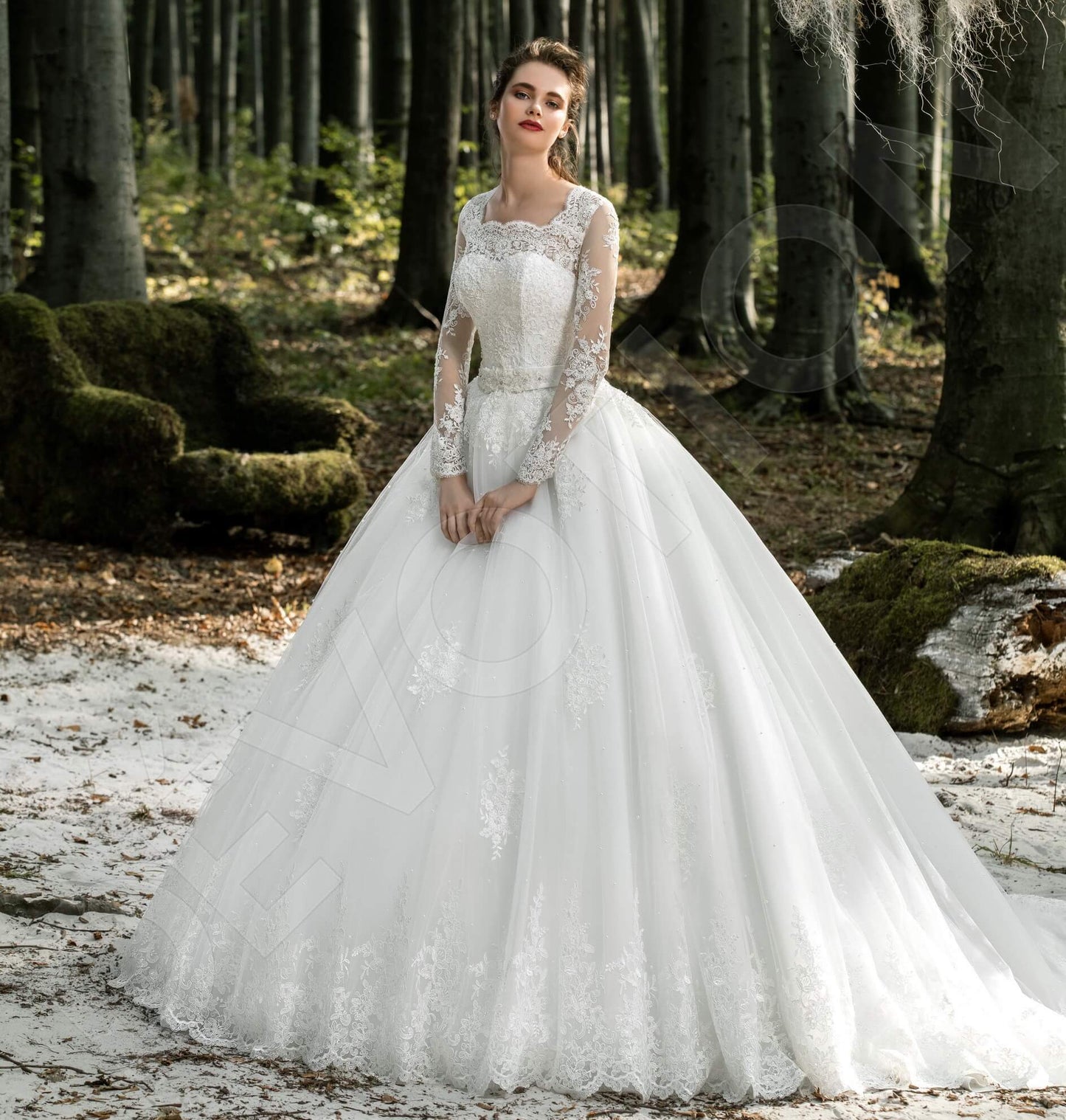 Katherina Open back Princess/Ball Gown Long sleeve Wedding Dress Front