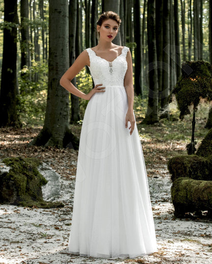 Kindra Open back A-line Sleeveless Wedding Dress Front
