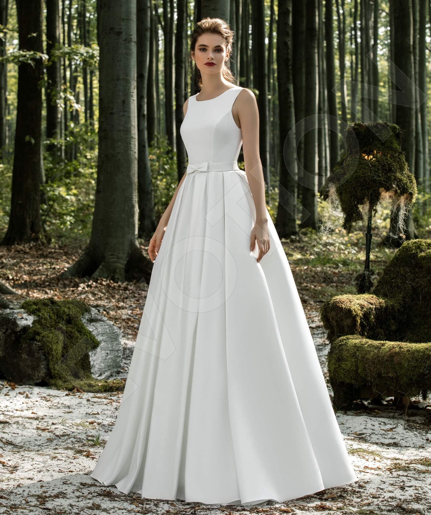 Celestia Open back A-line Sleeveless Wedding Dress Front