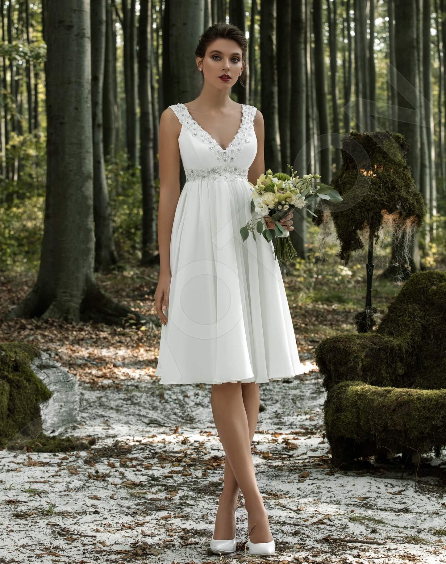 Camea Open back A-line Sleeveless Wedding Dress Front