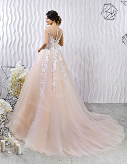Dalma Illusion back Princess/Ball Gown Short/ Cap sleeve Wedding Dress Back