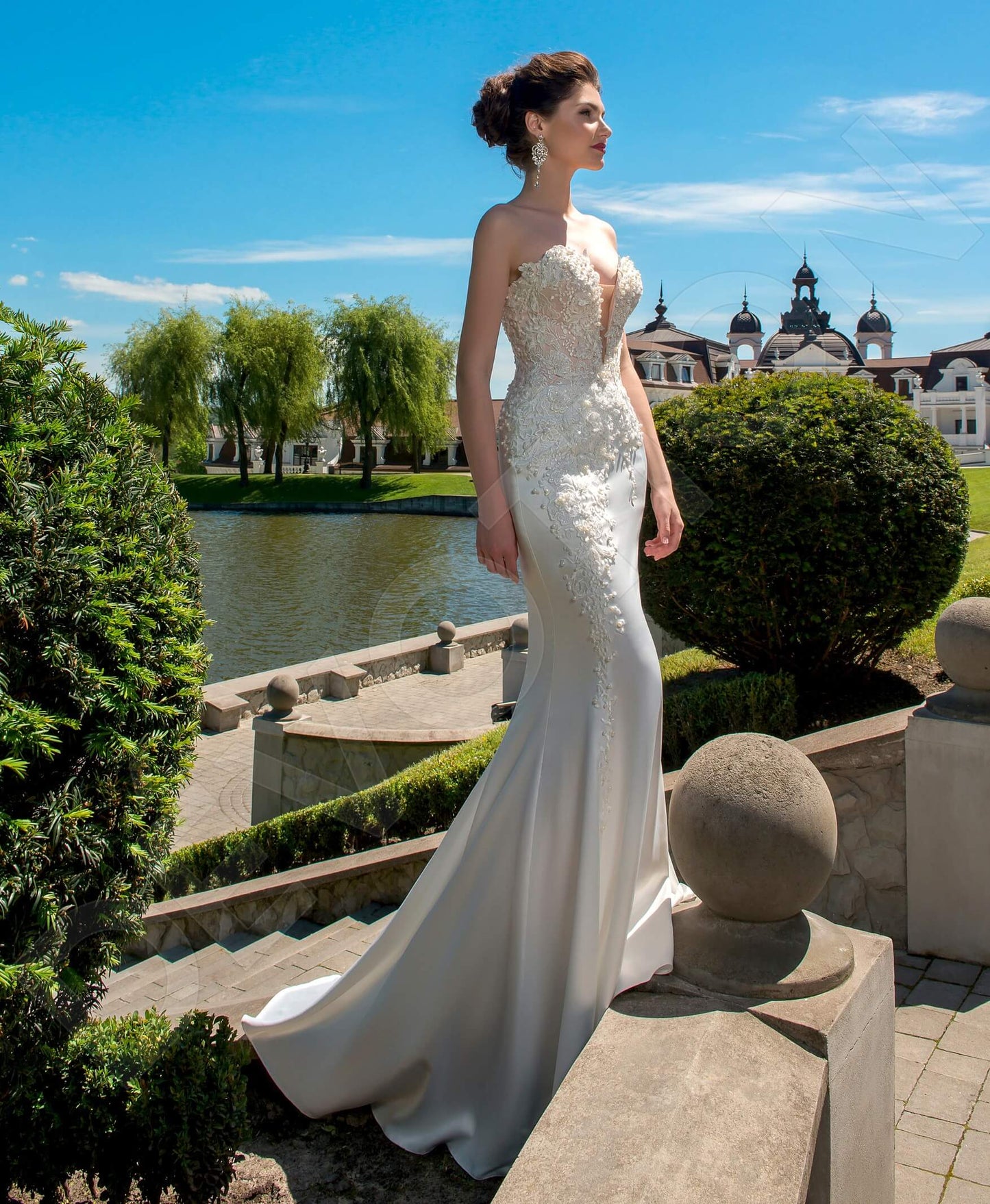 Luizella Open back Trumpet/Mermaid Strapless Wedding Dress Front