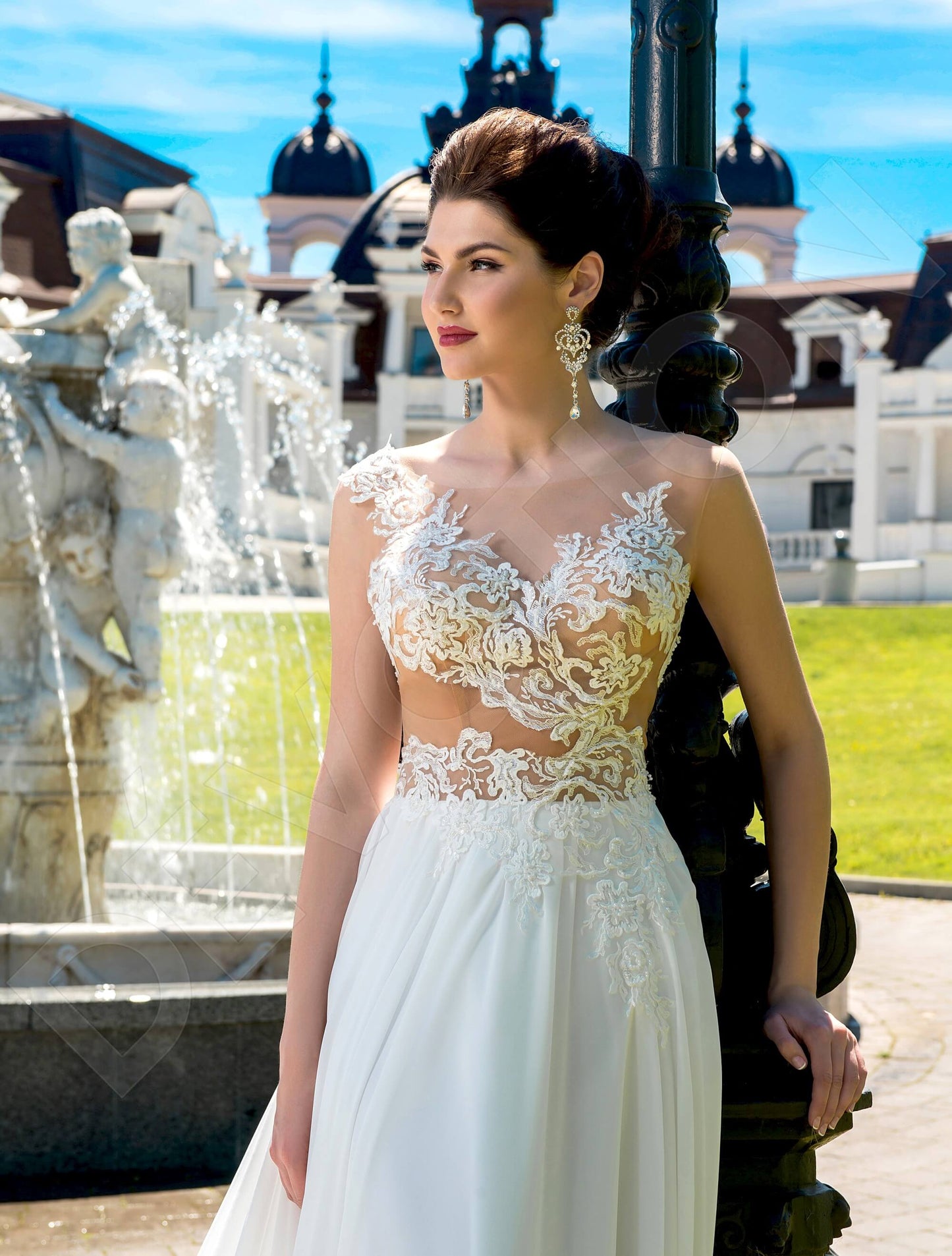 Bellinda Illusion back A-line Sleeveless Wedding Dress 2