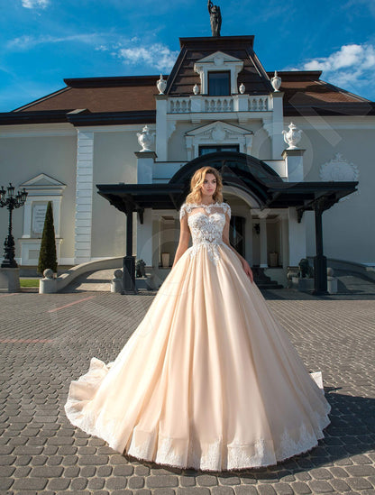 Stella Illusion back Princess/Ball Gown Long sleeve Wedding Dress 5