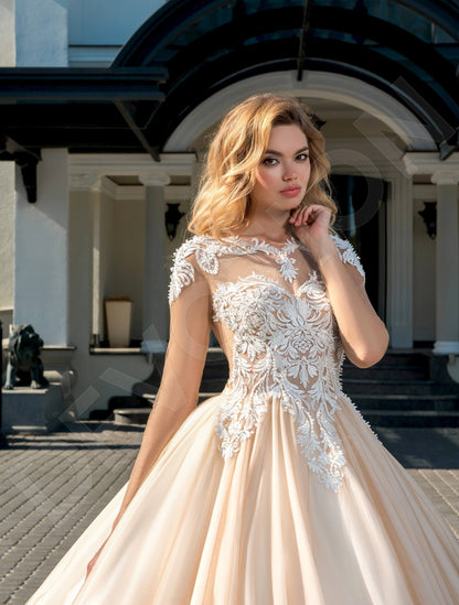 Stella Illusion back Princess/Ball Gown Long sleeve Wedding Dress 4