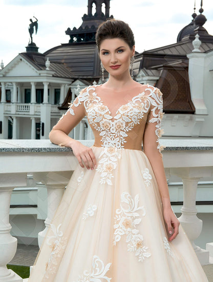 Laurentina Full back A-line 3/4 sleeve Wedding Dress 2