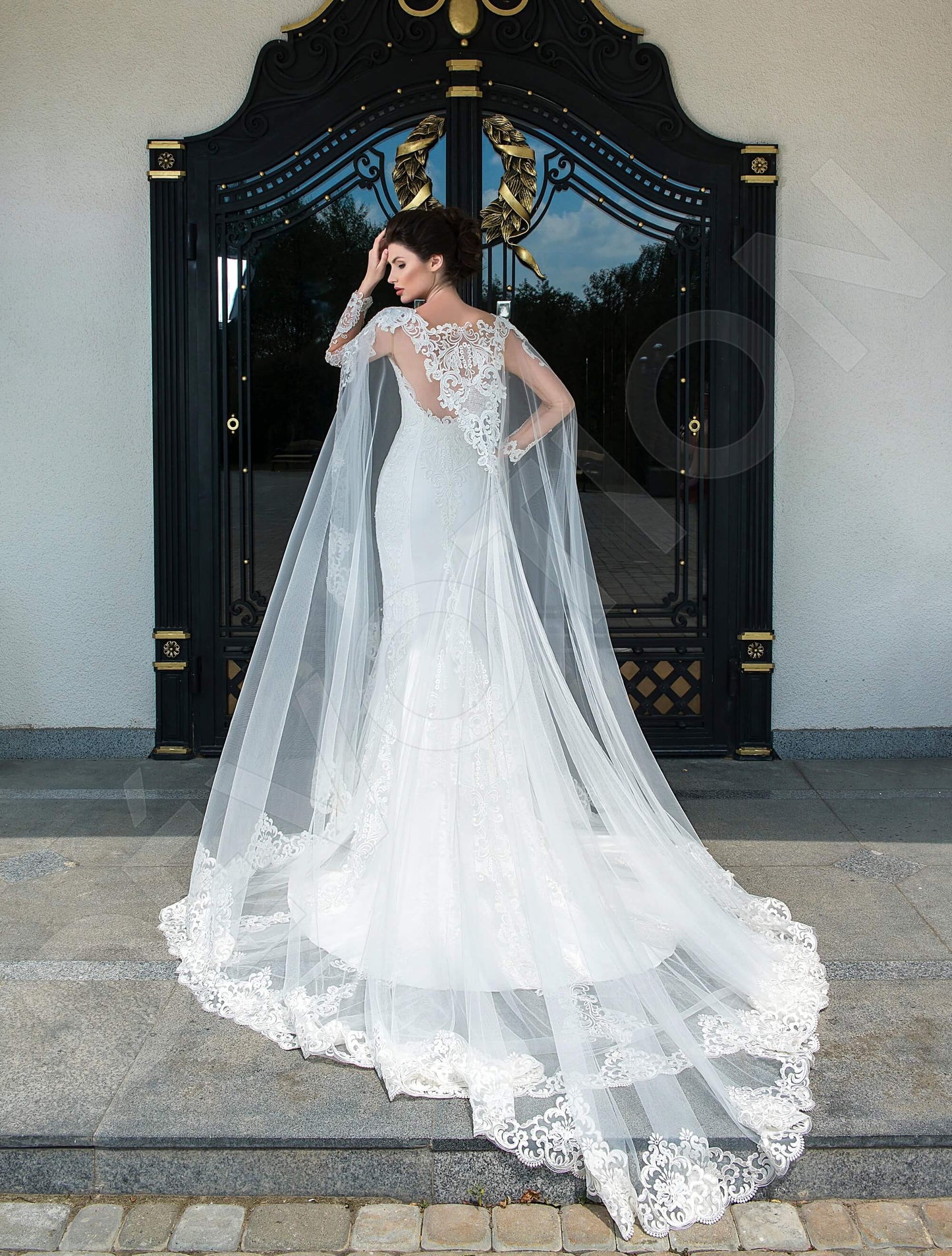 Lucille Illusion back Trumpet/Mermaid Long sleeve Wedding Dress 2