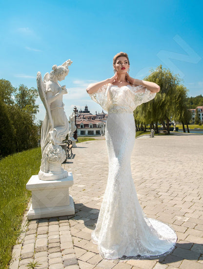 Nicole Illusion back Trumpet/Mermaid Half sleeve Wedding Dress 3
