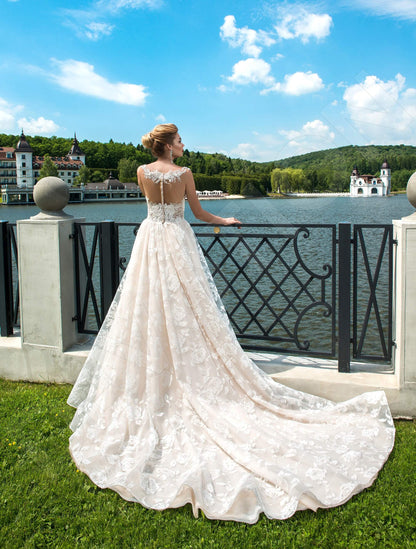 Pina Illusion back A-line Sleeveless Wedding Dress Back