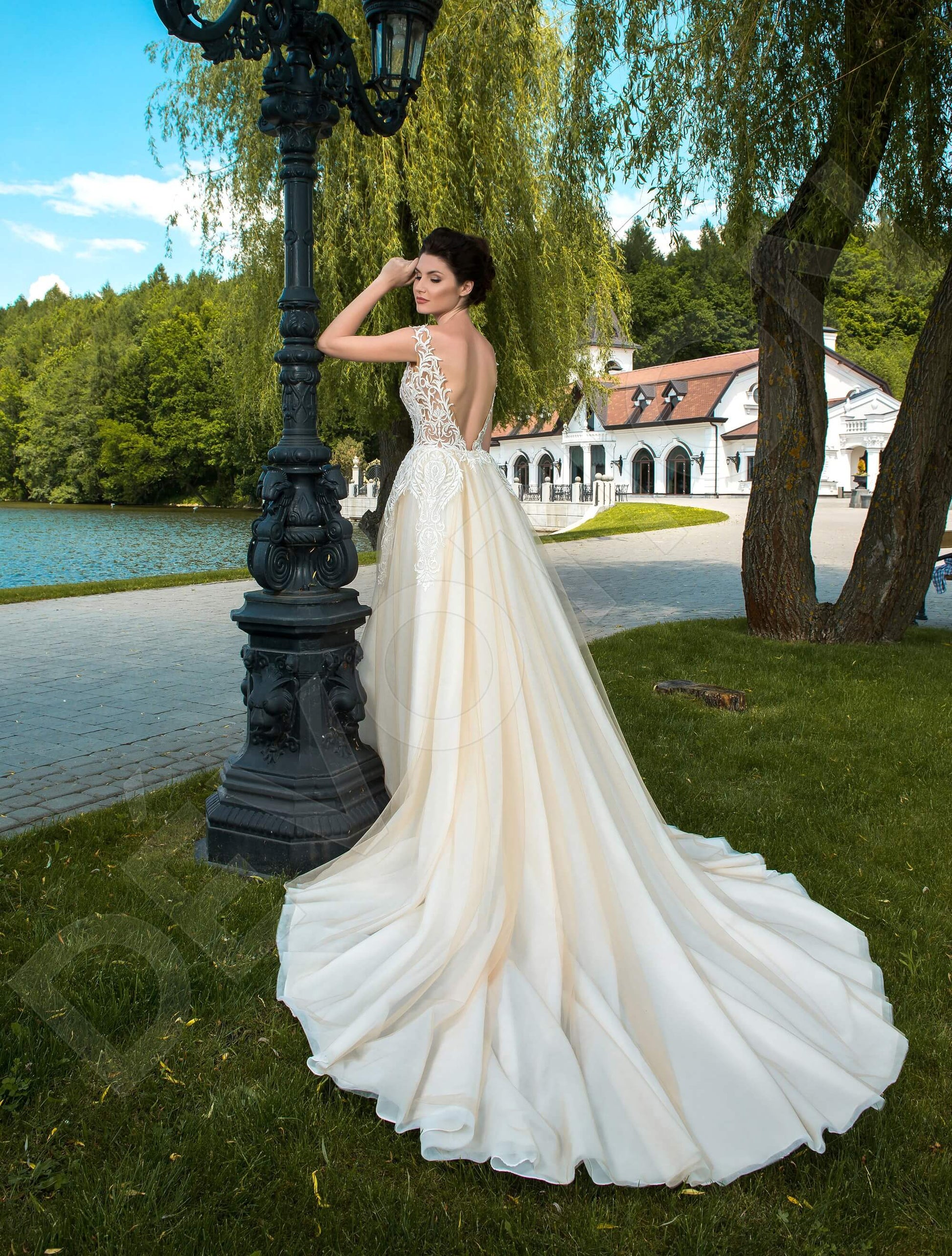 Floriena A-line Illusion Milk Cappuccino Wedding dress