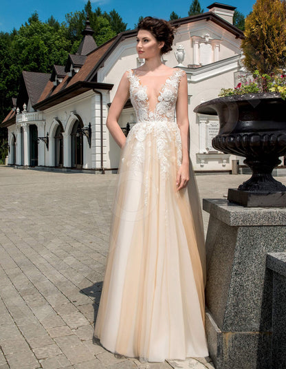 Maurilla Open back A-line Sleeveless Wedding Dress Front