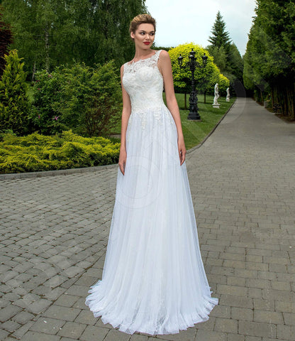 Hadley Full back A-line Sleeveless Wedding Dress Front