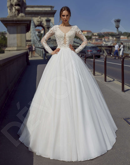 Milona Full back Princess/Ball Gown Long sleeve Wedding Dress Front