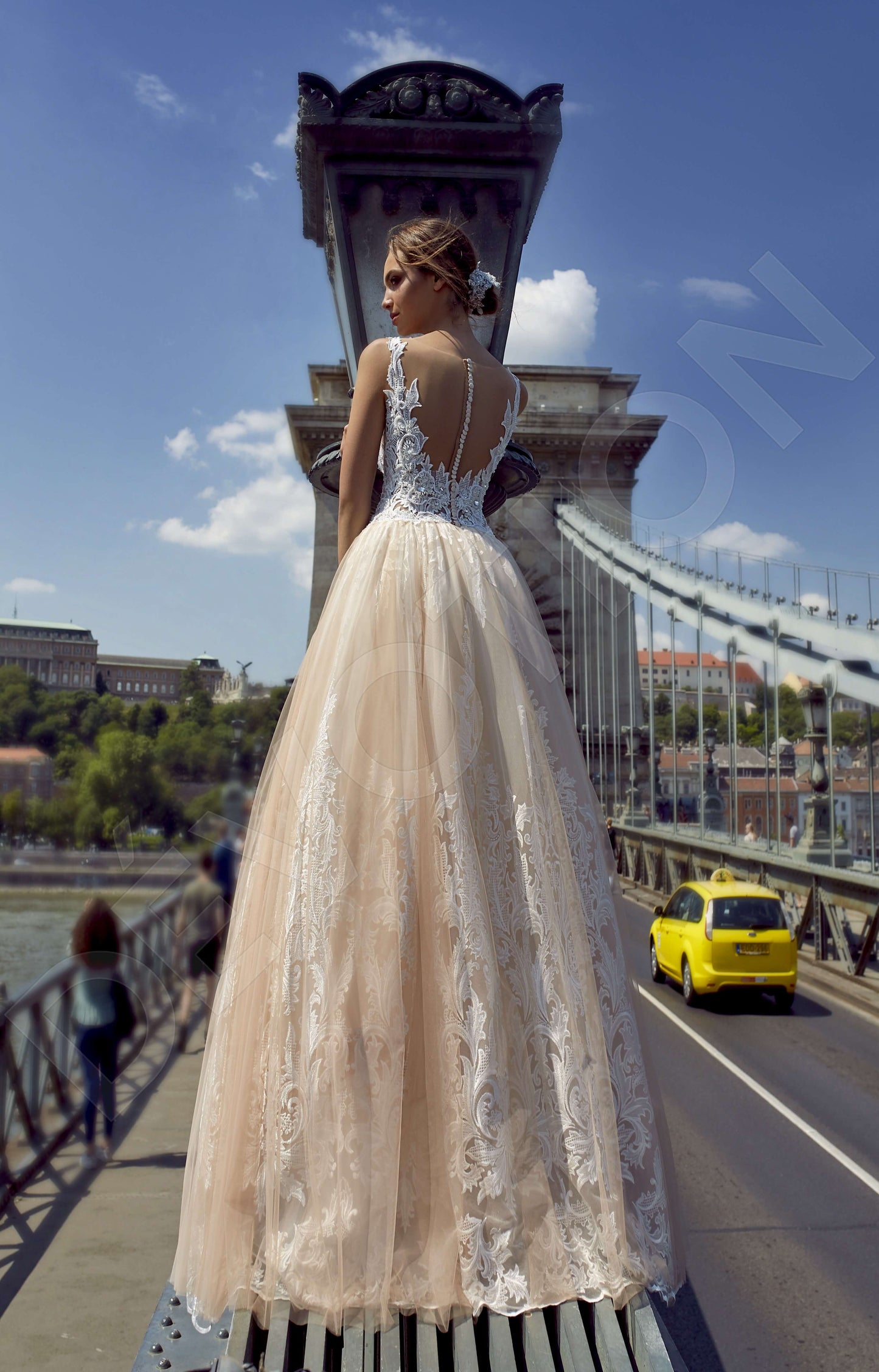 Lavenna Illusion back A-line Sleeveless Wedding Dress Back