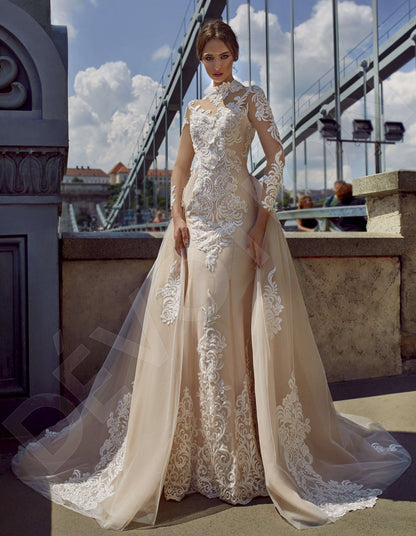 Romalia Illusion back A-line Long sleeve Wedding Dress Front