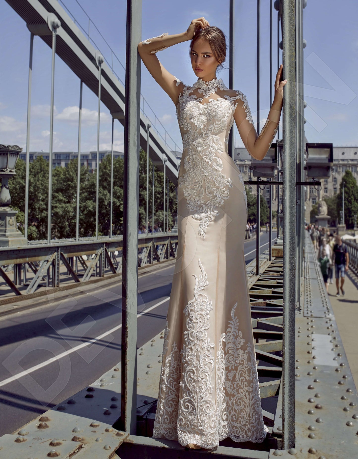 Romalia Illusion back A-line Long sleeve Wedding Dress 2