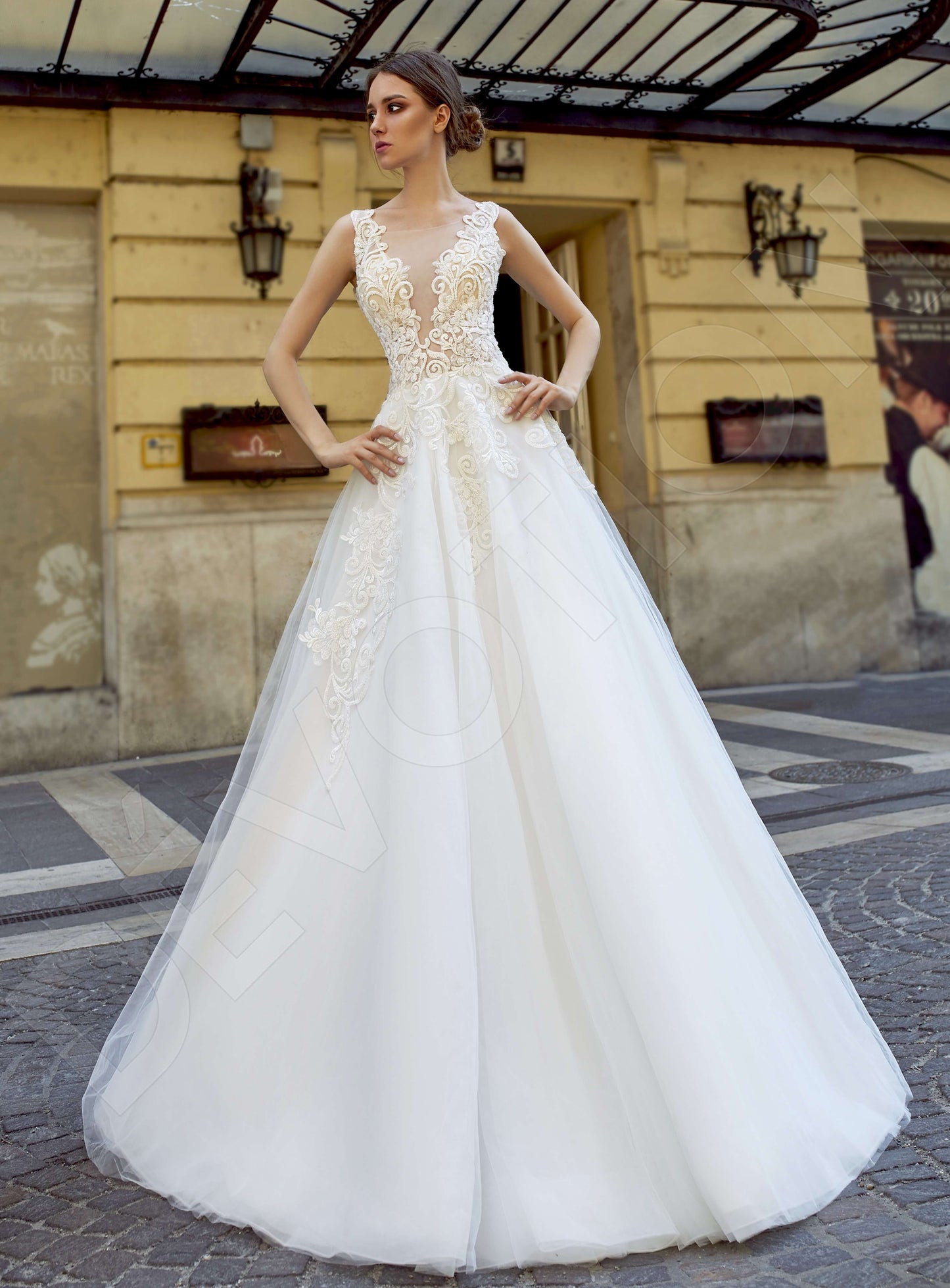 Bellaria Open back A-line Sleeveless Wedding Dress Front