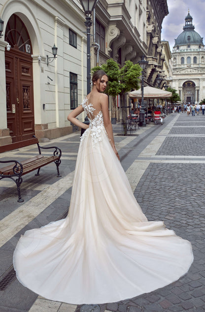 Farona Illusion back A-line Sleeveless Wedding Dress Back