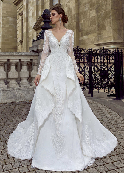Agatha Open back A-line Long sleeve Wedding Dress Front