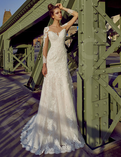 Samuella Illusion back Trumpet/Mermaid Long sleeve Wedding Dress Front